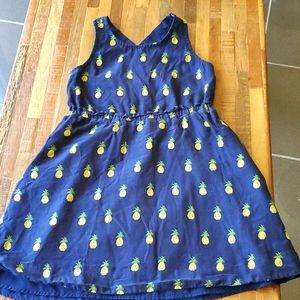 Crewcuts Girl's Navy Blue/Pineapple print Dress. Size 6.